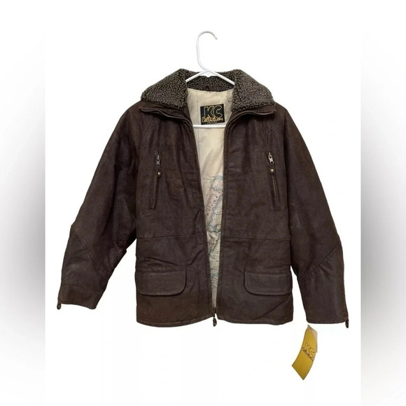 KC Collections Other - Brown grain leather bomber jacket